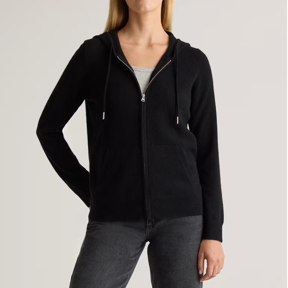 Quince Black Cashmere Zip-up Hoodie Sweatshirt women’s XL - Picture 2 of 7